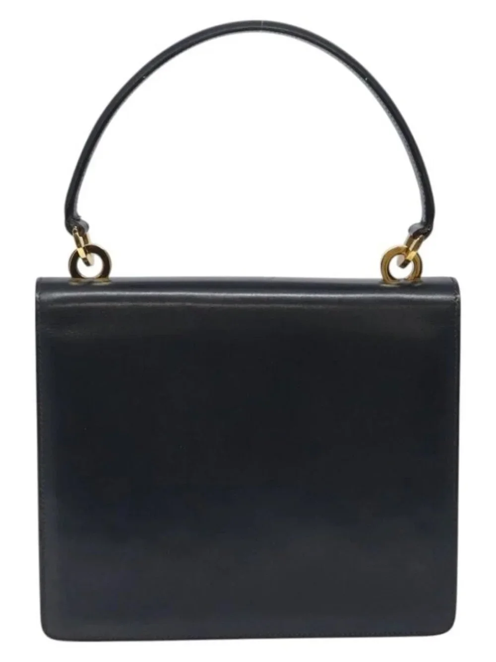 GUCCI Hand Bag Leather Navy Gold Auth - Picture 3 of 16